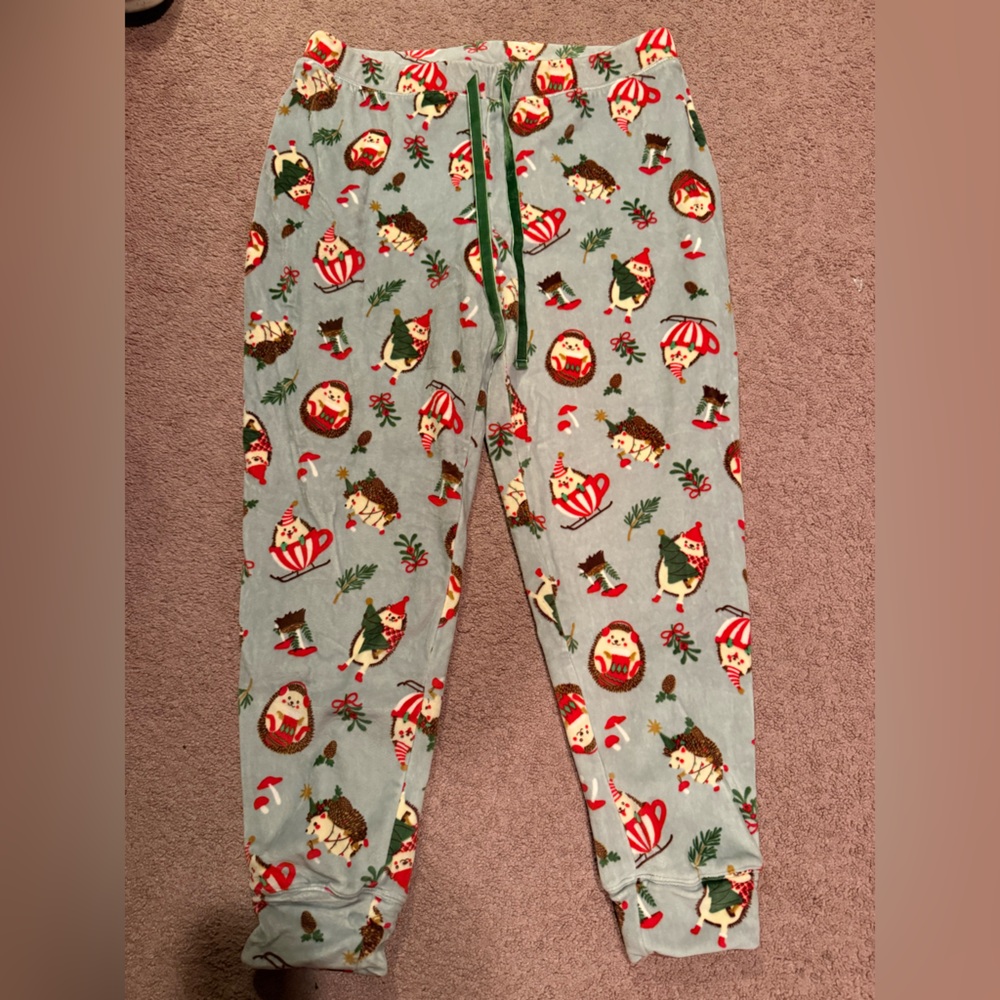 Festive Pajama Pants w/ Winter Hedgehogs